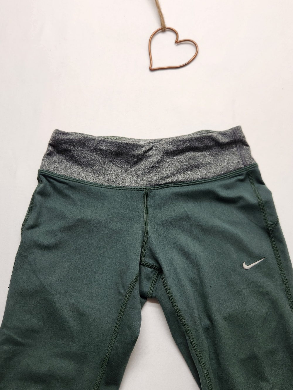 ⭐️Nike Dri-FIT Crop Leggings Dark Green Gray XS Mid Rise Activewear